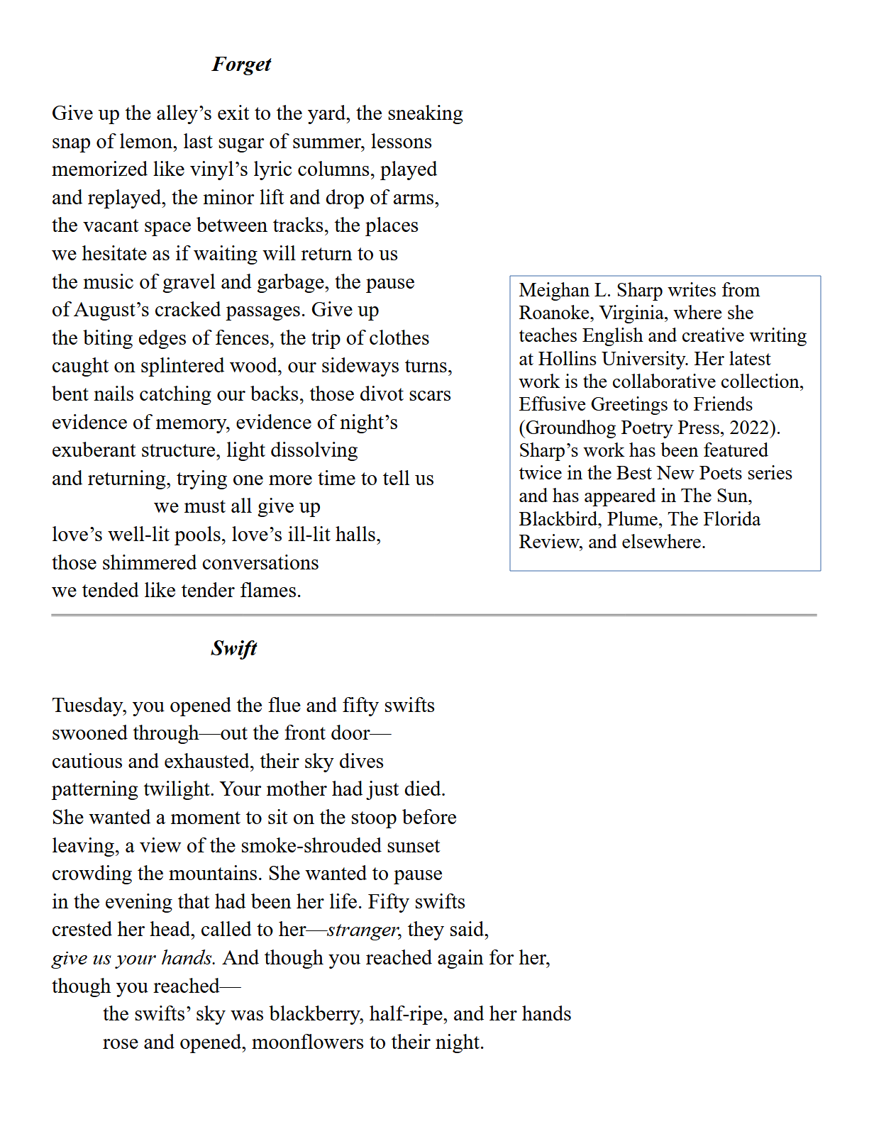 Two Poems by Meighan L. Sharp – Third Wednesday Magazine