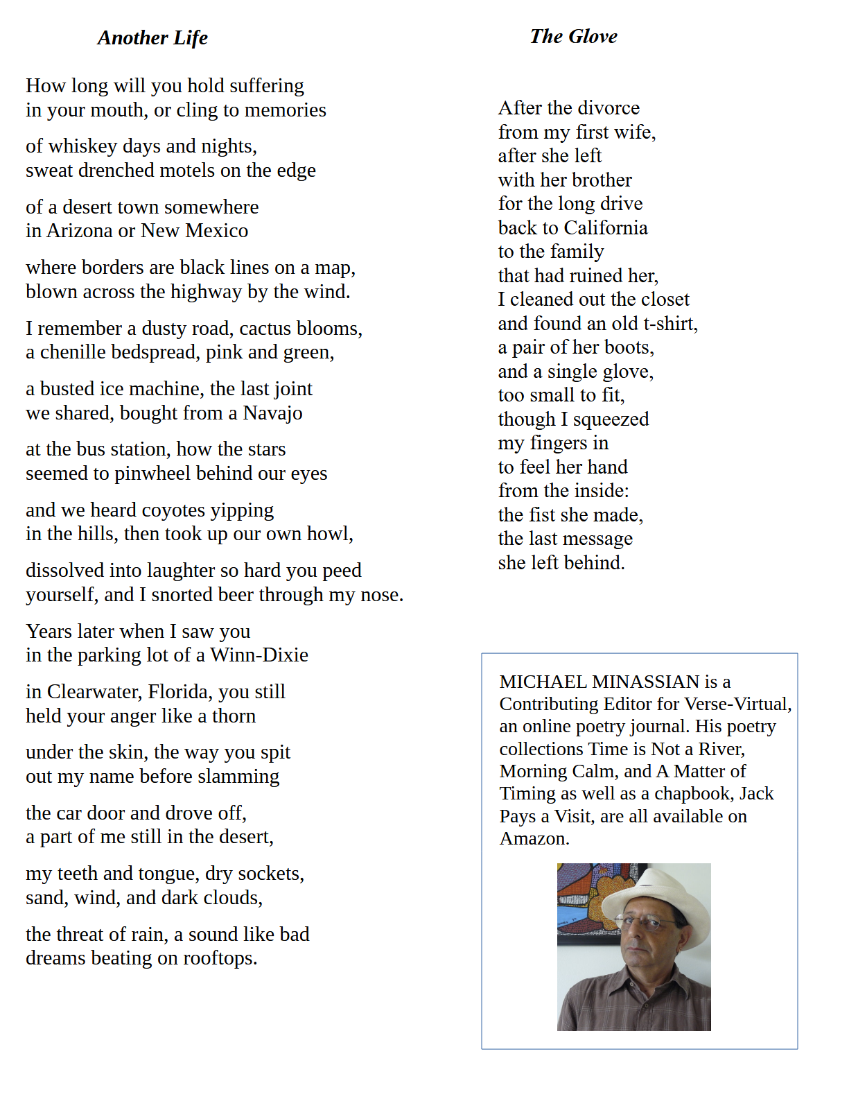 Michael Poem Etext 2 Poems by Michael Minassian – Third Wednesday Magazine