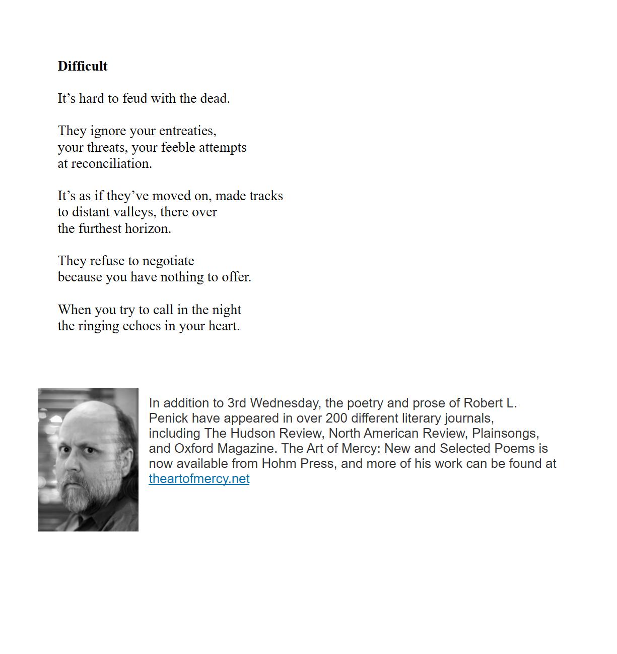 Difficult / Robert Penick - Third Wednesday Magazine